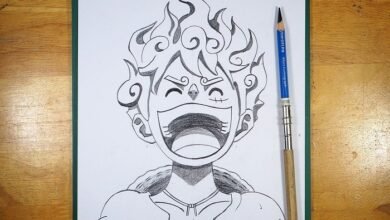 luffy gear 5 drawing easy